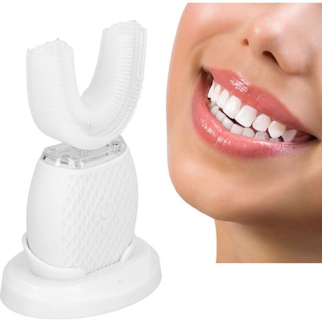 Brosse à dents électrique en forme de U pour adultes, pratique et fonctionnelle, avec dispositif de blanchiment et de nettoyage interdentaire, capteur de fatigue, entièrement automatique, pour des den (1/5)