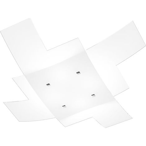 Plafoniera Moderna Tetris Metallo Bianco Vetro 4 Luci E27 75Cm (1/3)