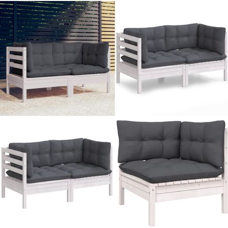 2-Sitzer-Gartensofa mit Anthrazit Kissen Massivholz Kiefer - Gartensofa - Terrasse Möbeln - Outdoor Möbel - Gartenlounge - Balkonmöbel - Home & Living (1/5)
