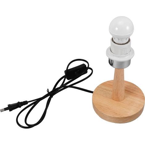 Wooden Lamp Holder with E27 Base, Stable and Compact, for Office, Living Room, Bedroom (1/5)