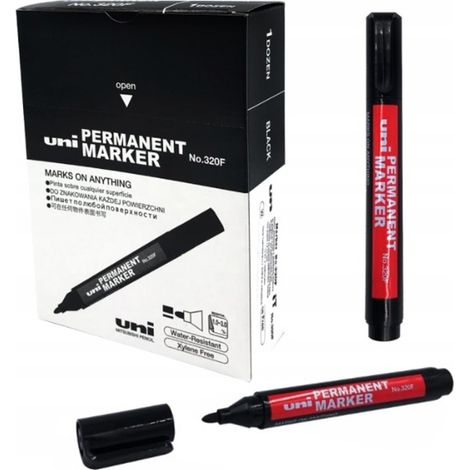 Marqueur permanent rond noir UNI 320 F (lot de 12) (1/4)