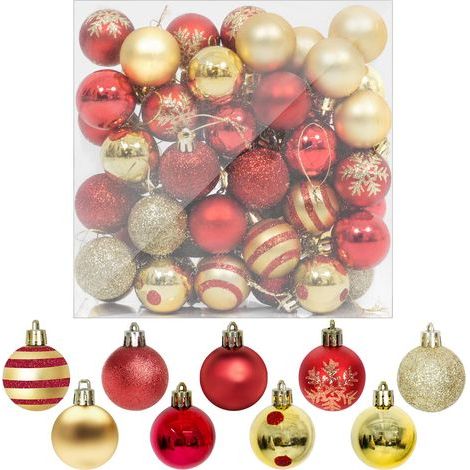 50 wunderschöne goldene Weihnachtskugeln zum Aufhängen an Weihnachtsbäumen, für Partys, Hochzeiten und Dekorationen, 4 cm (1/5)