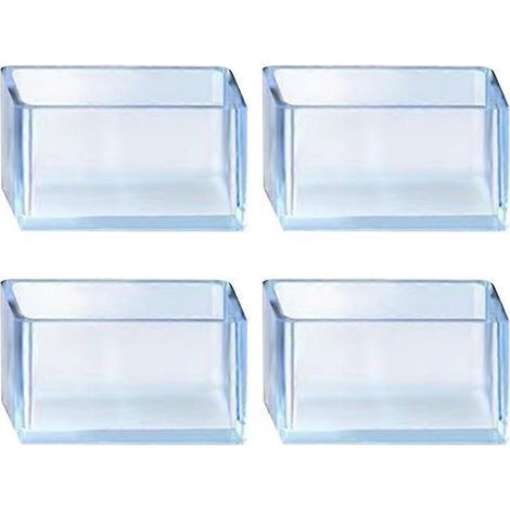 Lot de 4 embouts de pieds de chaise carrés transparents de 80 x 80 mm en caoutchouc. protection anti-poussière pour meubles (1/5)