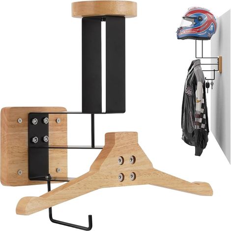 Porte Casque Moto Mural, Support Casque Moto avec Crochet, Multifonctionnel Support Mural pour Casques de Motos, pour Casquette Gilet Tactique Veste (1/5)