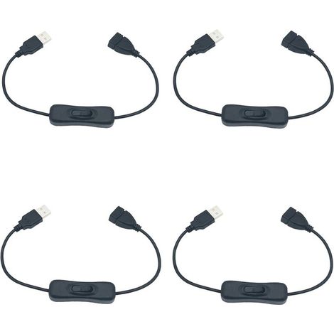 USB-Schalter, 4 Stück 30 cm USB-Verlängerungskabel mit Ein-/Ausschalter, kompatibel mit Dashcam, Schreibtischlampe, LED-Streifen (1/4)