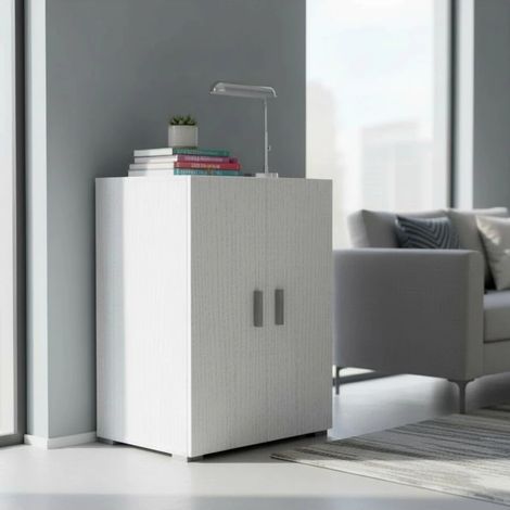 mobile multiuso 2 ante bianco fiammato 66x45,1x88,5 cm (1/3)