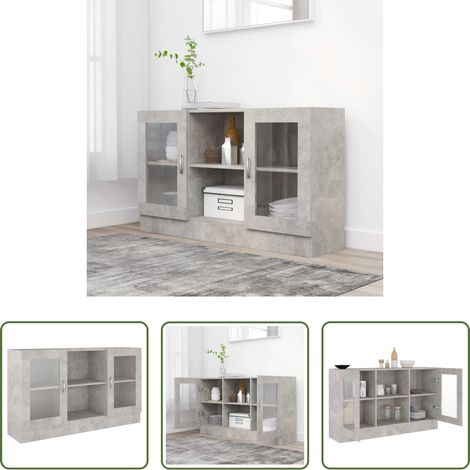 Rangement - Armoire à vitrine Gris béton 120x30,5x70 cm Bois d’ingénierie (1/5)