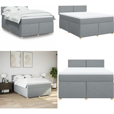 vidaXL Boxspringbett mit Matratze Hellgrau 160x200 cm Stoff (1/5)