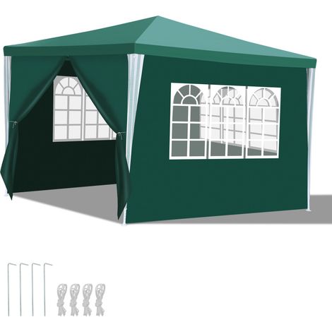 SWANEW Tenda per feste Grande tenda per feste con pannelli laterali rimovibili finestre Tenda per campeggio o pergolato verde 3x4m (1/4)