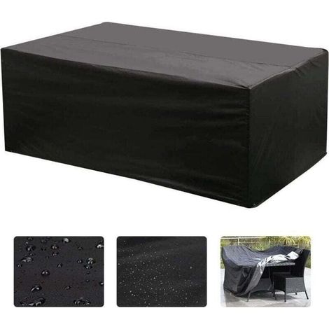 Housse pour mobilier de jardin, XU,Housse de Salon Table Rectangulaire Oxford pour Meubles de Jardin UV Protection (Noir)-1709470CM - KZQ (1/4)