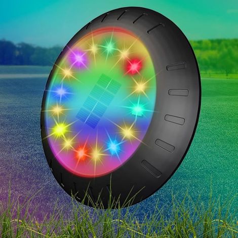 Lampe solaire encastrable à couleurs changeantes, lampe solaire extérieure à 16 LED, lampe solaire encastrable, lampe solaire disque multicolore