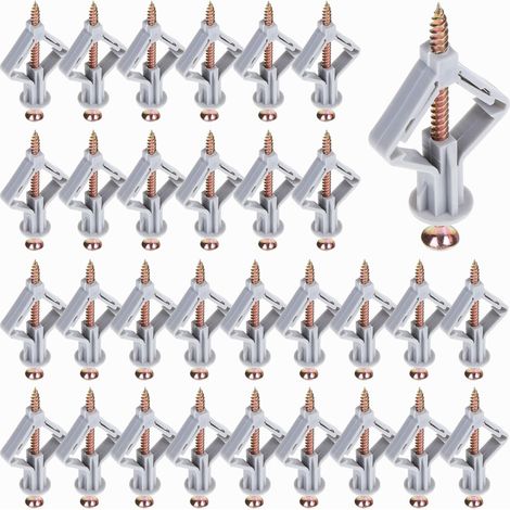 100 Ensemble Cheville avec Vis pour Plaques de Plâtre, Cheville Beton Vis Cheville Placo, Cheville Expansion Cheville et Vis Fixations pour Murale en Plaques de Plâtre (1/5)