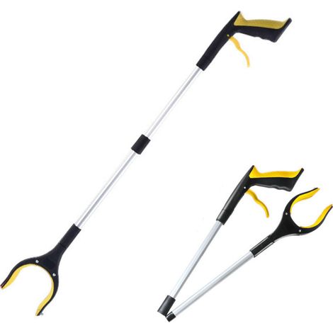 Pince à déchets pliable 2 en 1, pas besoin de se baisser, conception à pince magnétique, pince à déchets pliable, 82 cm, jaune. (1/5)