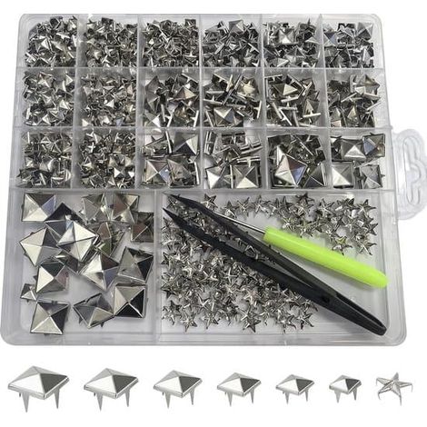 Coffret de rivets - Pièces métalliques décoratives - Accessoires de mode - 820 pièces, outils inclus - 6 mm à 15 mm (1/5)
