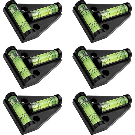 Livella a bolla (6 pezzi), accessori per camper neri, mini gadget per camper, piccoli e infrangibili, per macchina fotografica, scrivania, mobili, treppiedi, roulotte, camper, rimorchi