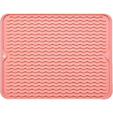 Tappetino scolapiatti 30 x 40 cm, silicone, resistente al calore, antiscivolo, tappetino scolapiatti, tovaglietta (rosa pallido)