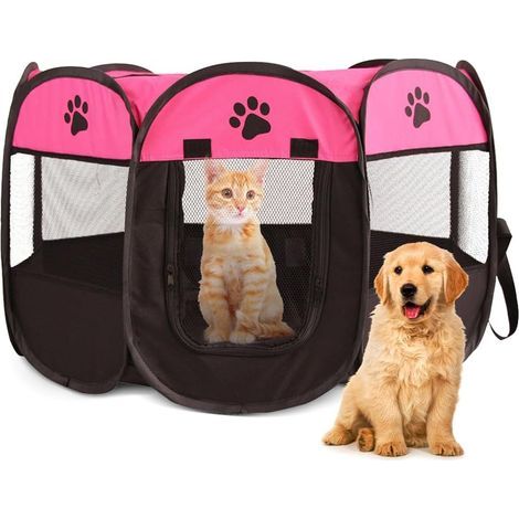 Foldable Playpen, 2 Doors, Waterproof, For Puppies, Cats, Rabbits, Indoor/Outdoor (1/5)