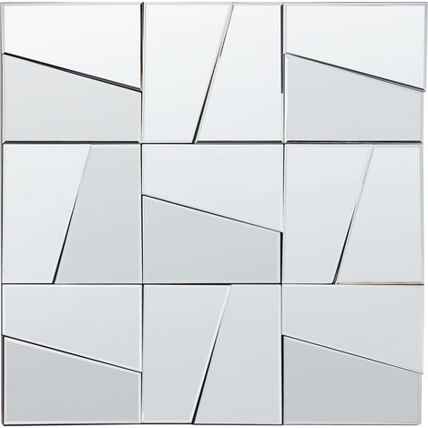Specchio da parete di forma quadrata con ganci in vetro e MDF argento 80 x 80 cm Ancemont