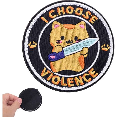 I Choose Violence Patch, Patch Tactique Militaires Chat avec Crochet et Boucle Adhésif Magique Patchs Moral pour Sacs à Dos Gilets Militaires Harnais pour Chien Sacs Vestes Chapeaux (1/5)