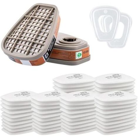 6001 3m Filtre pour Respiratoire avec Charbon, Filtre pour Peinture, Kit D'Accessoires Filtrant avec 60 Pièces Coton Filtrant, pour Filtration Purifier, Face Protection, Compatible 6200/6800/7502 (1/4)
