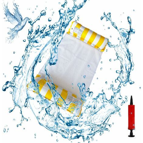 Flottantes Hamac,Chaise Longue de Piscine Flottantes Portable,4 -en-1 Hamac Gonflable Piscine,Piscine Flottantes Portable Flotteur Gonflable Piscine avec la Pompe Jaune