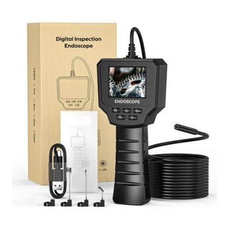 Caméra d'inspection endoscopique Industrielle 2,4 Pouces, 1440P HD Caméra 2,0 MP avec 6 LED Réglables, Numérique Caméra Etanche IP67 de 8 mm, Câble Semi Rigide 5M (1/5)
