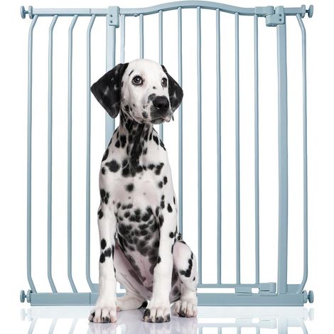 Bettacare Extra Tall Curved Top Dog Gate, 89cm - 98cm, Matt Grey, Extra Tall 100cm in Height, Pressure Fit Pet Gate