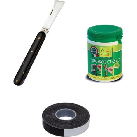 Kit per innesto piante con coltello due buoi mastice e nastro autoagglomerante