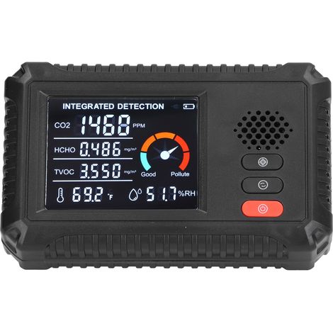 5-in-1-Luftqualitätsdetektor mit Echtzeit-Umweltüberwachung zur Messung von HCHO, TVOC, CO2, Temperatur und Luftfeuchtigkeit (1/5)
