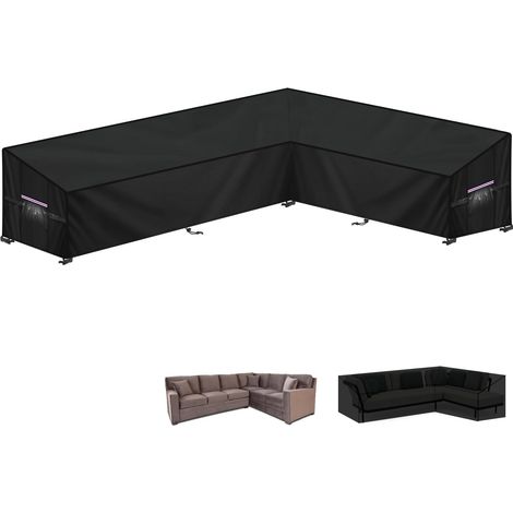 Housse Canapé Jardin Extérieur Housses de Canapé D'angle, 420D Oxford Housse Protection Imperméable pour Canapé Extérieur Housses pour Mobilier de Jardin en Forme de L, 280x190x90x80/60cm (1/5)