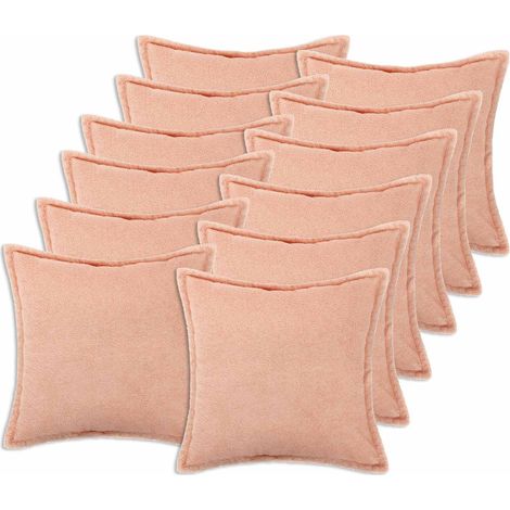 vidaXL Housse de coussin 12 pcs HOUTEN Rose 45 x 45 cm Bouclé - maison aménagement maison