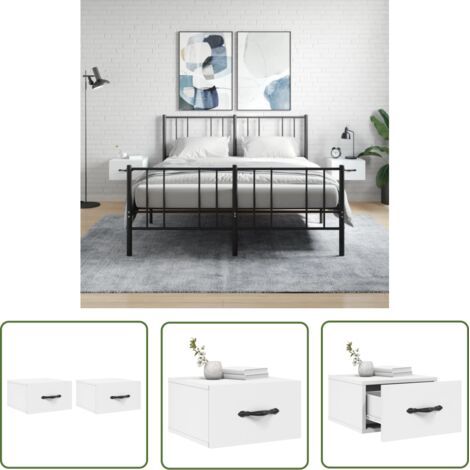 The Living Store Tables de chevet murales 2 pcs blanc 35x35x20 cm - Table De Chevet Murale - Meuble De Rangement Mural - Étagère Murale - Commode Murale - Design Moderne-ARCAN (1/5)