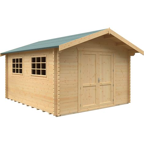 14x12w Marlborough Plus 44mm Cabin - L415 x W355 x H271.9 cm - Solid Wood/Softwood/Pine - Natural