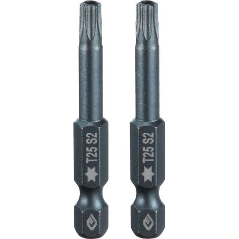 2 Pièce Embout de Tournevis Torx Magnétique, T25 1/4" Hex Tige Longueur 50mm Embout de Vissage Long Hexagonal en Acier S2 avec Trou pour Retirer les Vis de Fixation Outils (1/5)