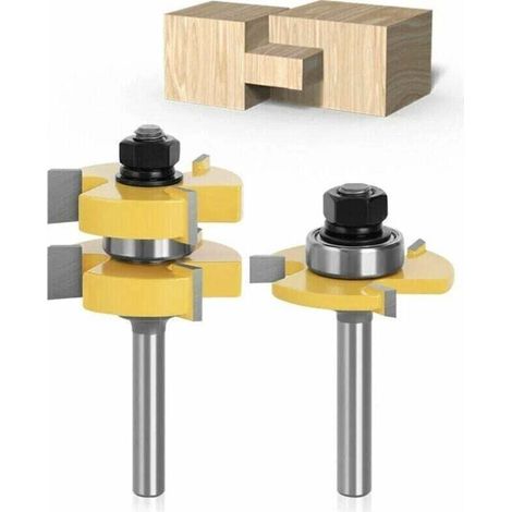 8mm Queue Langue Appariée et Fraise de Rainure Set 3 Dents Forme T Cutter en Bois de Coupe Outil de Travail du Bois (1/4)
