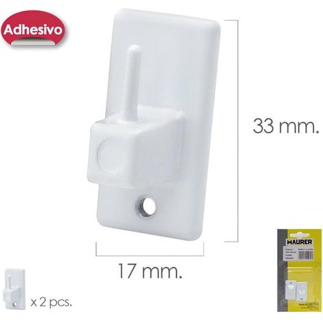 Gancho Visillo / Cortina Adhesivo Blanco (Blister 2 Piezas)