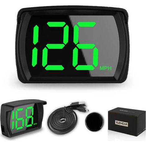 pour le nouveau compteur de vitesse numérique HUD GPS MPH pour voiture et camion, affichage tête haute 2023 avec câble USB plug & play (uniquement G20 vert) (1/5)