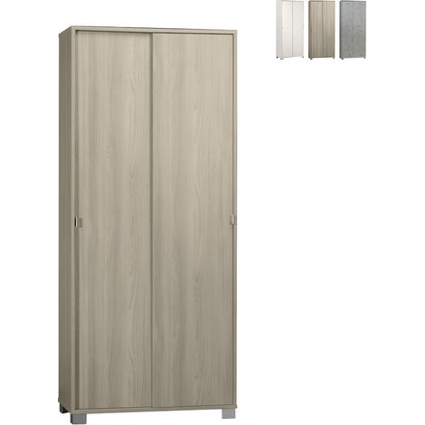 Mehrzweck-Kleiderschrank mit zwei Schiebetüren mit Einlegeböden aus Light Elm 82x41x h190 cm (1/5)