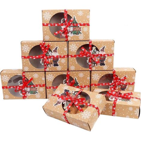 12er-Pack Weihnachtskeksdosen mit Sichtfenster, 12er-Pack Papier-G