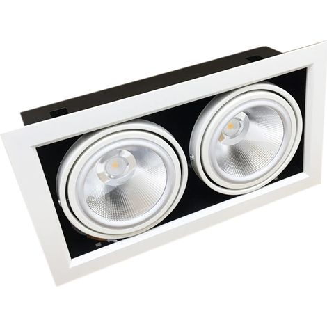 Portafaretto AR111 Orientabile 2x20w Completa di 2 Faretti LED Ghiera SilampLuce Calda 3000k (1/4)