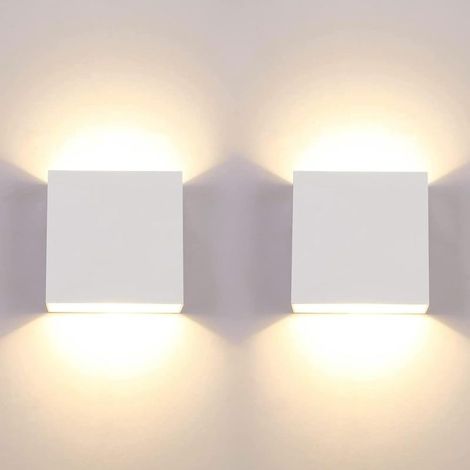 GDHZS-  2Pcs Applique Murale LED 7W Moderne Intérieur Carrée Blanche Décorative pour Chambres à Coucher, Salon (1/5)
