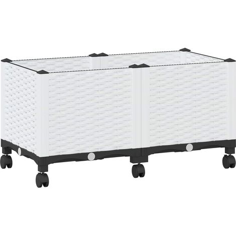 Garden Planter with Wheels White 80 x 40 x 48 cm PP vidaXL
