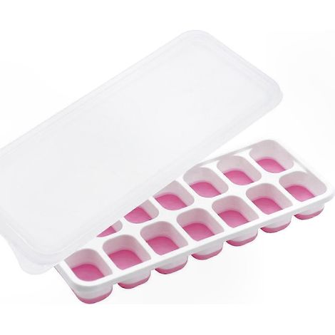 Set mit 2 stapelbaren, quadratischen Eiswürfelformen mit Deckeln, für Kühlschrank und Küche, wiederverwendbare Eiswürfelform, lebensmittelechtes Silikon, erhältlich in 4 Farben (1/5)