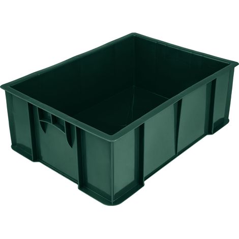 Garronda Boîte de rangement alimentaire 49x36x17 cm caisse plastique empilable HDPE étanche bac de transport professionnel pour stockage viande fruits légumes GD-0191 (Vert)