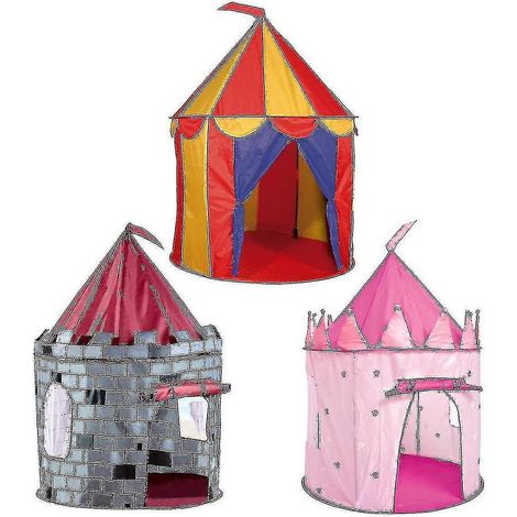 Tente de jeu ronde pour enfants - Légère pour intérieur et extérieur - Château de princesse et chevalier - Rose