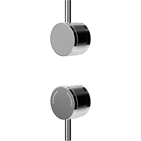Colore Polished Chrome Industrial Style Half Knurled Control Handle Set for Twin Shower Valve