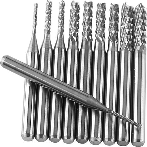 Satz mit 10 Hartmetall-Gravierfräsern, Schnittdurchmesser: 1,0 1,5 2,0 2,5 3,0 mm (1/5)