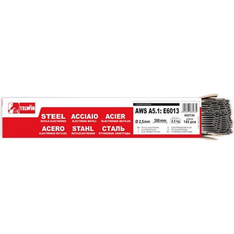 Kit de Electrodos RUTILOS ACERO de 2mm y 2,5 Kg                 Paquete 143 piezas aprox. Ø 2.5 x 300 mm 2.5 kg
