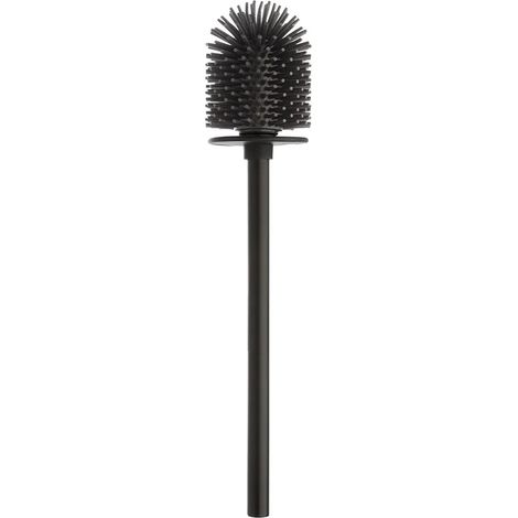 Scopino di ricambio per wc con setole in silicone e manico nero in acciaio (1/5)