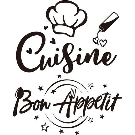 Adesivi murali con testo in francese per Cucina e Bon Appetit, Ristorante, Sala da pranzo, Decorazione per la casa, Adesivo murale fai da te per pittura, Camera da letto, Soggiorno (1/5)